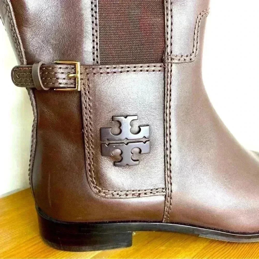 NEW Tory Burch Wyatt Leather Riding Boot in Chocolate Women’s Size 7M